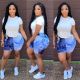 EVE Casual Drawstring T Shirt And Shorts 2 Piece Sets HMS-5477