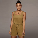 EVE Casual Solid Color Sleeveless Rompers ME-S845