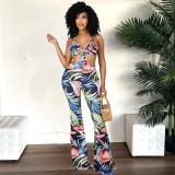 EVE Sexy Printed Hollow Out Flared Jumpsuit YNSF-16802