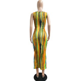 EVE Tie Dye Print Sleeveless Midi Dress JPF-1047