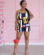 EVE Sexy Printed Sleeveless Strap Belted Romper MN-9309