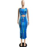 EVE Tie Dye Print Sleeveless Midi Dress JPF-1047