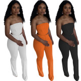 EVE Fashion Sexy Solid Color Wrap Chest And Pants Two Piece Set WY-6820