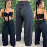 EVE Sexy Solid Strapless Wide Leg Pants 2 Piece Sets FNN-8618