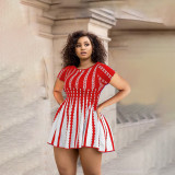 EVE Sexy Fashion Print Short Sleeve Dress WPF-80108
