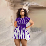 EVE Sexy Fashion Print Short Sleeve Dress WPF-80108
