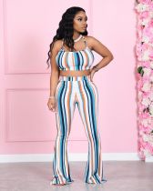 EVE Colorful Striped Cami Top Flared Pants 2 Piece Sets LSF-91163