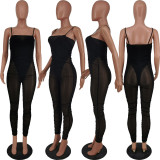 EVE Sexy Strapless Bodysuit+Mesh Strap Jumpsuit 2 Piece Sets ANNF-6083