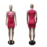 EVE Pink Letter Print Sleeveless Mini Dress WTF-9145