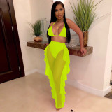 EVE Sexy Solid Color Mesh Pants Suit TE-4250