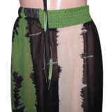 EVE Colorblock Halter Print Sexy Long Skirt Suit SH-390155