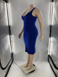 EVE Plus Size Solid Sleeveless Bodycon Midi Dress LP-6298