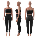 EVE Solid Tube Top And Pants Two Piece Suits NIK-249