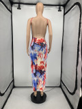 EVE Sexy Printed Split Spaghetti Strap Backless Long Dress GLF-10001