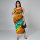 Plus Size Printed Tank Top Long Skirt 2 Piece Sets SFY-2116