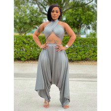 Sexy Solid Off Shoulder Wrap Chest Crop Top LM-8262