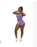 EVE Halter Top And Shorts Sports Casual Two Piece Set DAI-8359