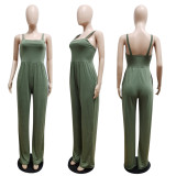 EVE Solid Sleeveless Strap One-Piece Jumpsuit PIN-8600