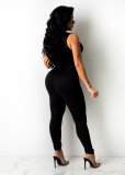EVE Solid Lace-Up Hollow Out Sleeveless Jumpsuit CQ-CQ129
