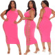 EVE Plus Size Solid Sleveless Hollow Out Midi Dress CQ-CQ131