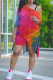 EVE Plus Size Tie Dye Split Loose Top And Shorts 2 Piece Sets CYAO-00020