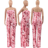 Sexy Printed Strapless Wide Leg Jumpsuit YPKF-Y806