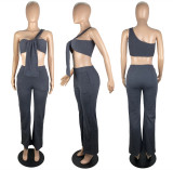 EVE Sexy One Shoulder Sleeveless 2 Piece Pants Set LSL-6450