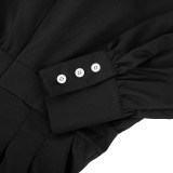 EVE Black Long Sleeve Zipper Romper GLF-10008