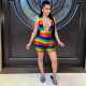 EVE Colorful Striped V Neck Halter Romper ML-7451