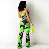 EVE Sexy Printed Tube Top And Pants Two Piece Sets TE-4307
