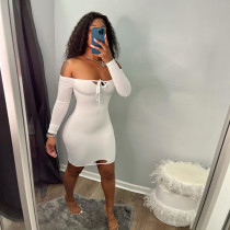 EVE Sexy Off Shoulder Long Sleeve Bodycon Mini Dress NLAF-6084