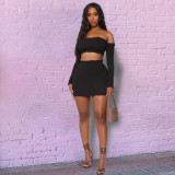 EVE Sexy Long Sleeve Off Shoulder Top Mini Skirt 2 Piece Sets YH-5236