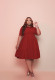 EVE Plus Size Solid High Waist Big Swing Pleated Midi Dress WY-7112