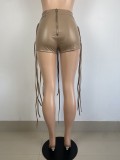 EVE Sexy PU Leather Bandage Skinny Shorts LSL-6460
