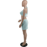 Plus Size Solid Color Vest Short Skirt Two Piece Sets WAF-77211