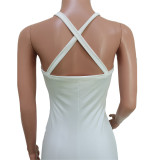EVE Solid Sleeveless Sling Cross Strap Tight Jumpsuit BGN-172