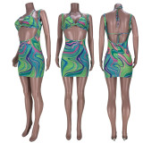EVE Sexy Bra Top+Sling Mini Skirt 2 Piece Sets MDF-5241