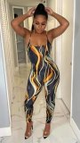 EVE Sexy Printed Backless Cross Strap Jumpsuit FST-FA7182