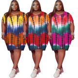 EVE Plus Size Printed Short Sleeve Casual Dress FST-FA7200