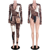 EVE Printed Long Sleeve Bodysuit And Pants Two Piece Sets ASL-6309