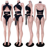EVE Sexy Cross Halter Neck Tie Up Swimsuit Set ASL-6372