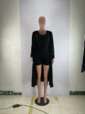 EVE Solid Sleeveless Romper+Long Sleeve Cloak 2 Piece Sets BLX-8226