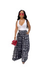 EVE Plus Size Casual Printed High Waist Wide Leg Pants SXF-3109