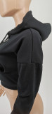 EVE Black Hooded Zipper Long Sleeve Cropped Coat WSYF-5893