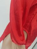 EVE Sexy Solid Long Sleeve V Neck Split Club Dress SMF-8108