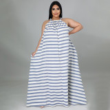 EVE Plus Size Striped Sleeveless Loose Maxi Dress NNWF-7274