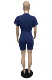 EVE Casual Solid Short Sleeve Two Piece Shorts Set MZ-2629