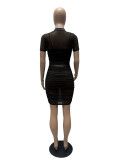 EVE Sexy Mesh See Through Ruched Club Dress With Underwear MZ-2641