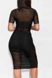 EVE Sexy Mesh See Through Ruched Club Dress With Underwear MZ-2641