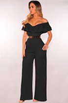 EVE Sexy Solid Ruffled Off Shoulder Jumpsuit Without Belt MZ-2276